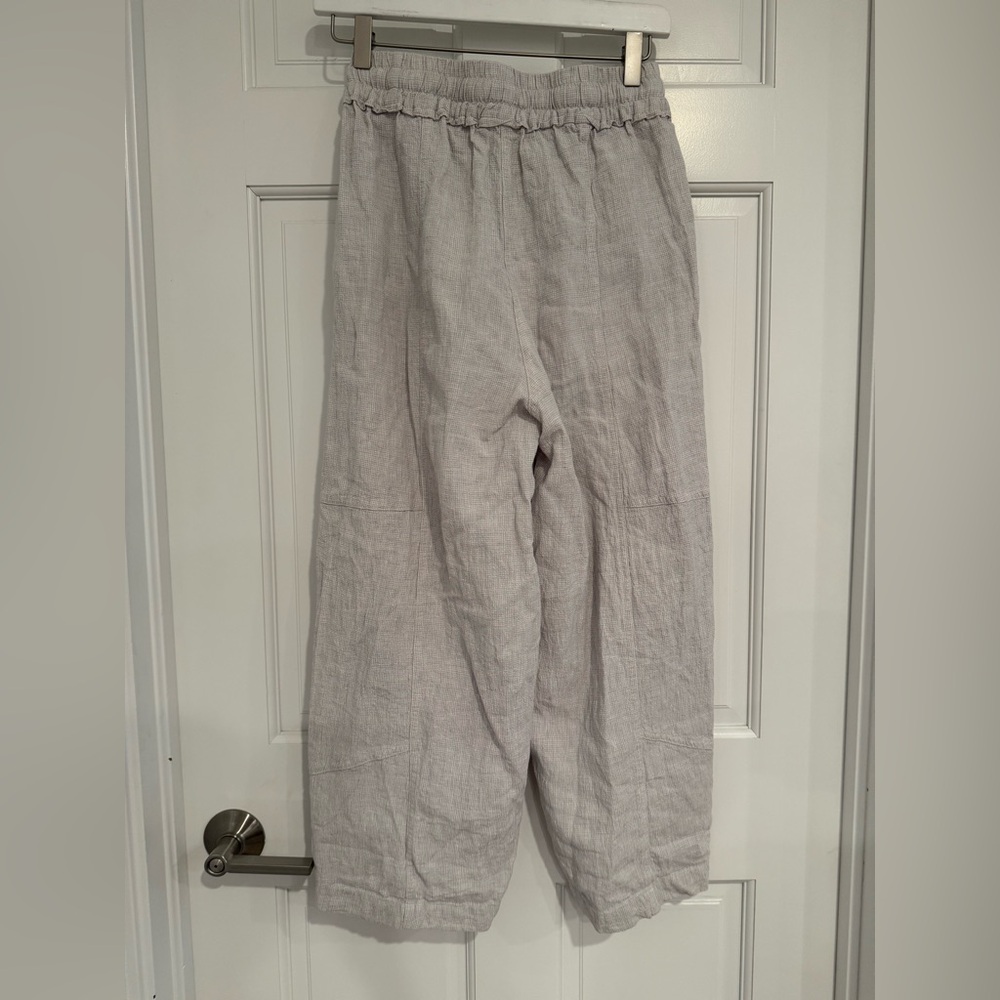 Poetry High-Twist Linen Drawstring Trousers | Size Small | Light Grey - Picture 8 of 8